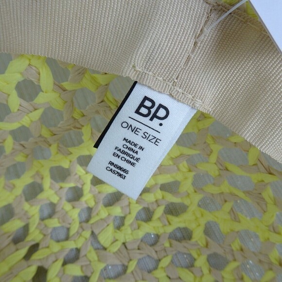 BP Floppy Sun Straw Floppy Hat Brim Almond- Yellow Iris Adjustable Strap NWT - Picture 9 of 12